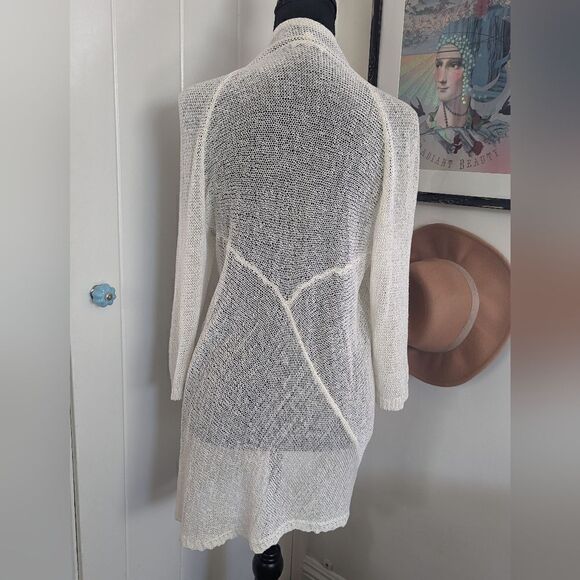 Eileen Fisher White Linen Knit Open Weave sz MD EUC - Picture 6 of 9